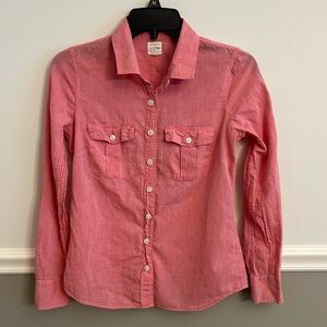 J. Crew Pink The Perfect Shirt Button Down Long Sleeve Classic Extra Small